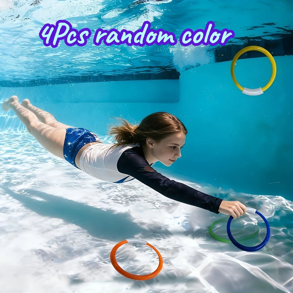 4-Piece Colorful Kids Diving Rings – Pool Swimming Toys Kids Diving Rings Babs