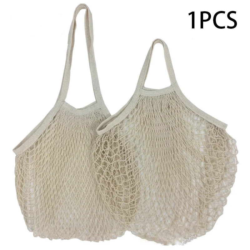 Reusable Cotton Mesh Grocery Bags – Foldable Produce Storage Reusable Mesh Bag Babs Beige L-25X35X35