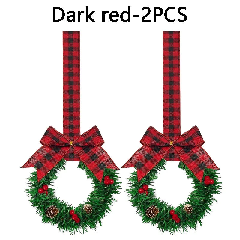Christmas Garland with Red Bow – Festive Holiday Cabinet Decor Christmas Garland Babs Dark red-2PCS