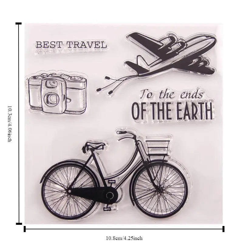 Clear Silicone Stamps Camera Bicycle Plane | DIY Scrapbooking Clear Craft Stamp Babs