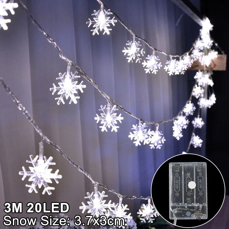 Snowflake LED Christmas Garland Light – USB & Battery Powered LED Christmas Garland Babs 3m white snow 1