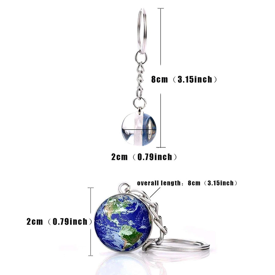 Galaxy Solar System Glass Ball Keychain – Planet Art Charm Glass Ball Keychain Babs