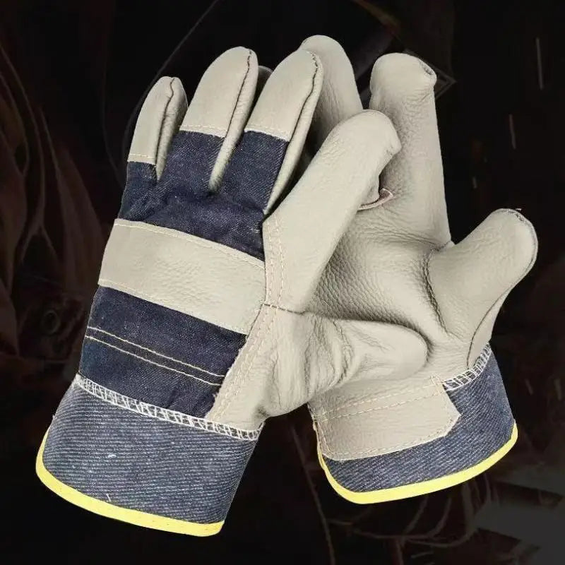 Cowhide Denim Welder Gloves – Double-Thick Work Protection Work Safety Gloves Babs