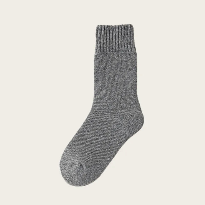 Men's Thick Fleece Lined Thermal Mid Calf Winter Socks 2-Pack Thermal Winter Socks Babs Light Grey One Size