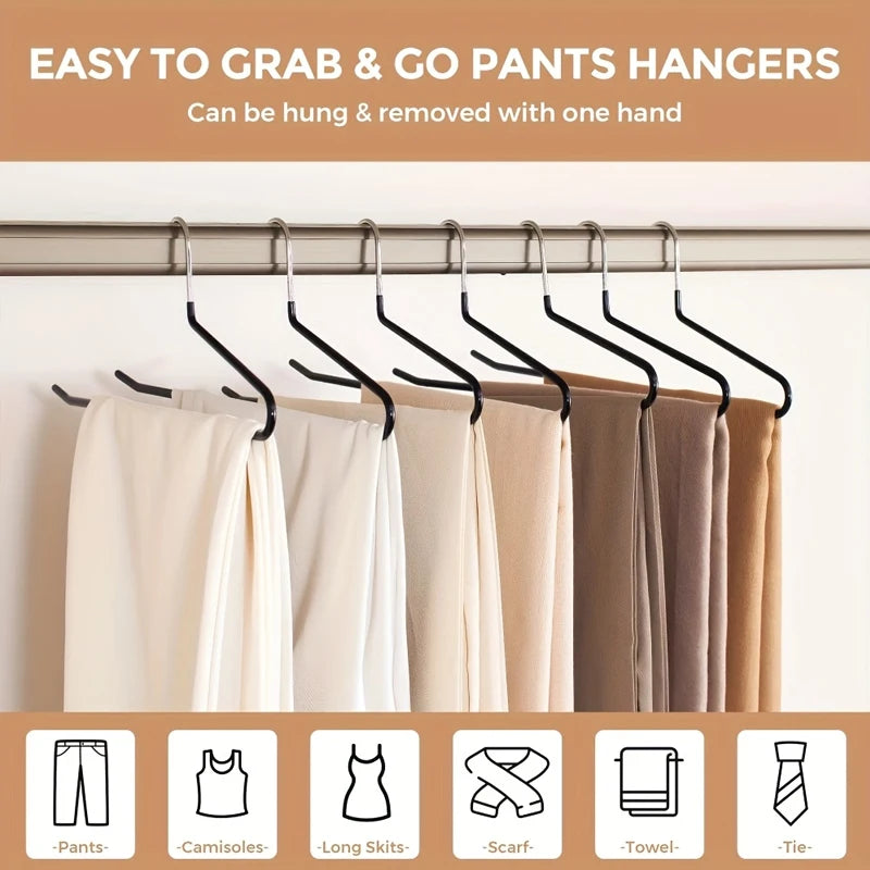 Metal Pants Hangers Non-Slip Open-Ended Black Closet 5/10Pc Pants Hangers Babs