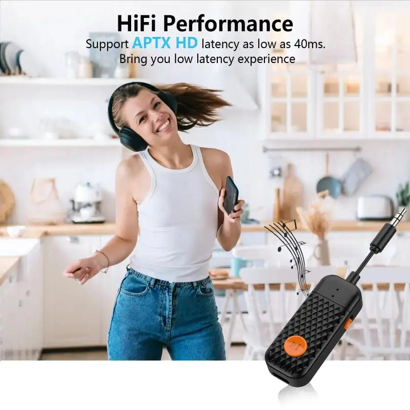 Bluetooth 5.2 2-in-1 Audio Adapter – TX/RX 3.5mm AUX Wireless Bluetooth Audio Adapter Babs