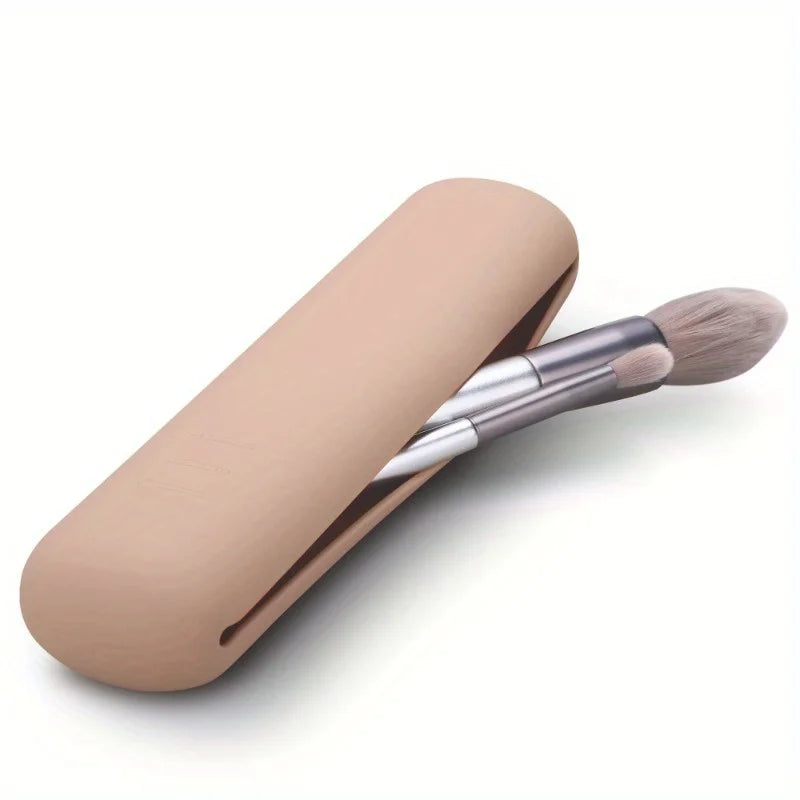 Travel Silicone Makeup Brush Bag & Cosmetic Organizer Makeup Brush Bag Babs Khaki