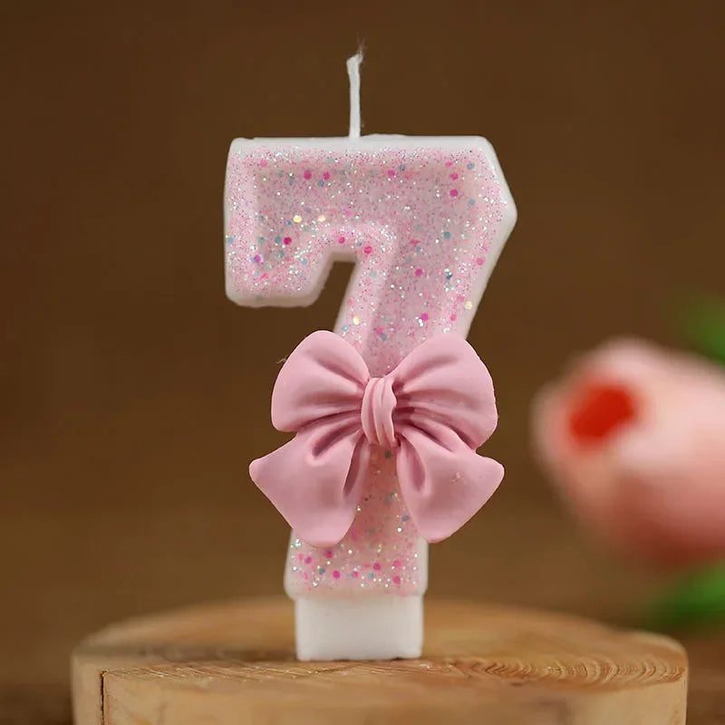 Pink Bow 3D Number Cake Candles – Birthday Party Decoration Number Cake Candles Babs 7