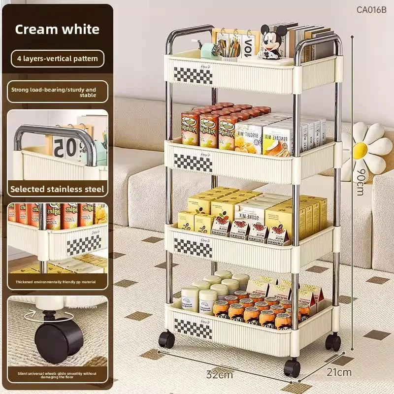 Multifunctional Rolling Cart Storage Organizer – Mobile Shelf Rolling Storage Cart Babs C