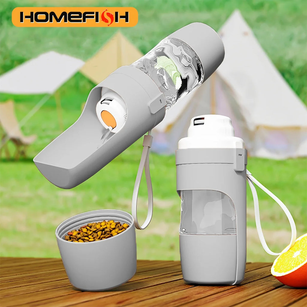 Portable 500ml Pet Water & Food Bottle Bowl for Dogs & Cats Pet Travel Bottle Babs