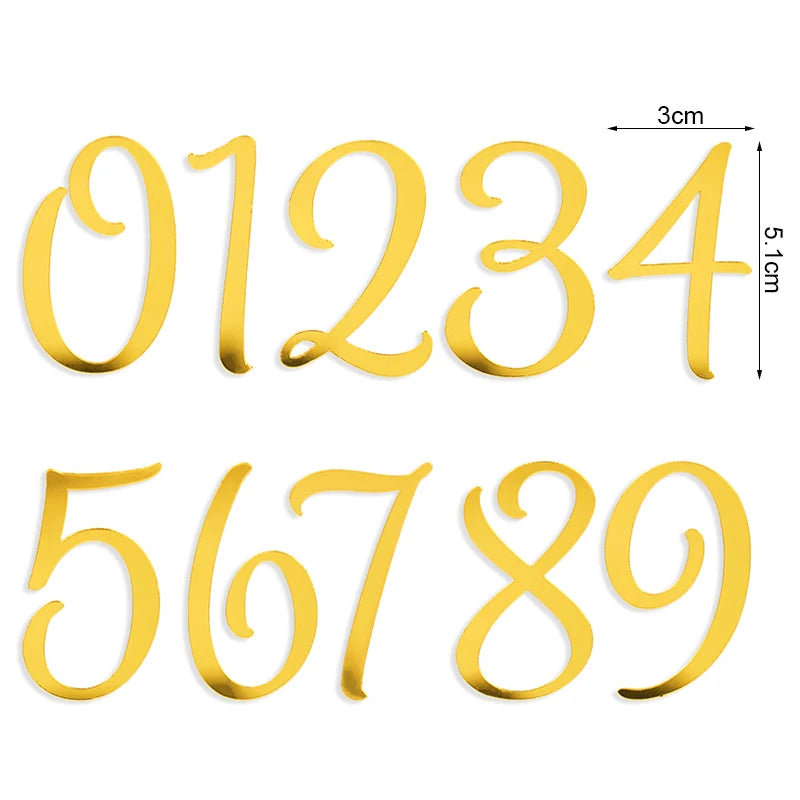 Gold Acrylic Number Cake Toppers 0–9 Set | Party Décor Cake Topper Set Babs A