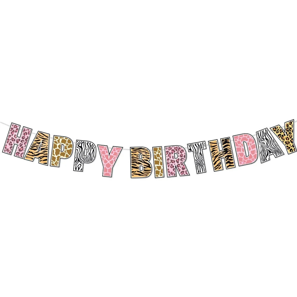 Pink Leopard Print 18th Birthday Party Decor – Balloons & Banner Party Decoration Set Babs Deep Sapphire as show