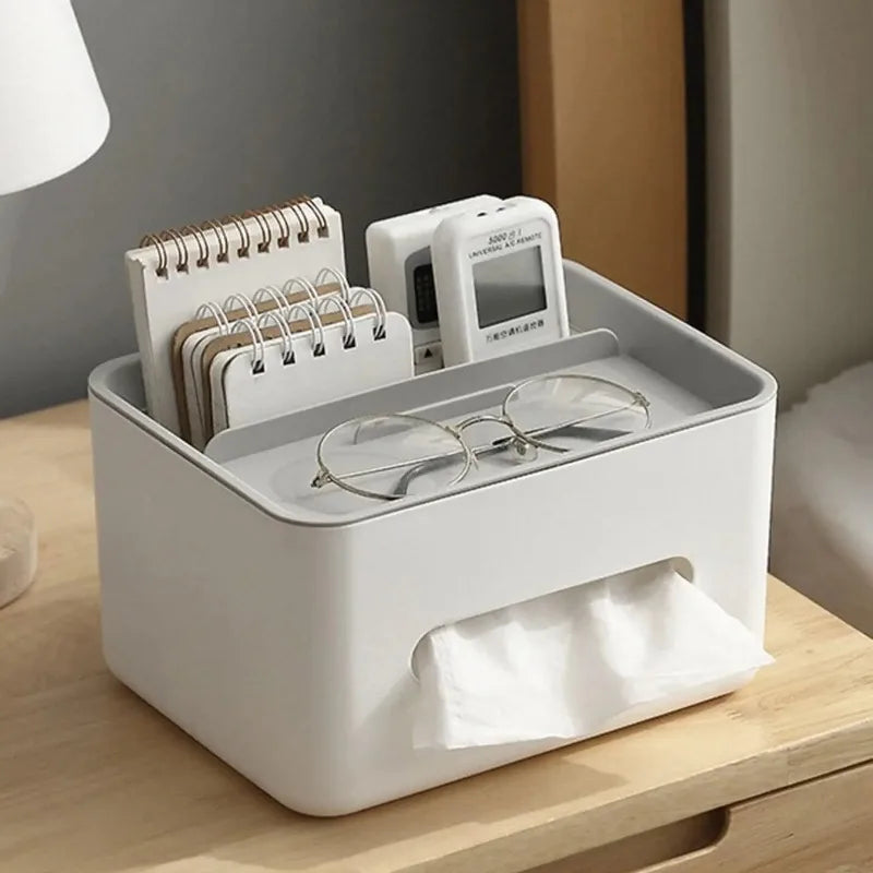 Multifunctional Tissue Box & Desk Organizer – Grey Desk Organizer Babs