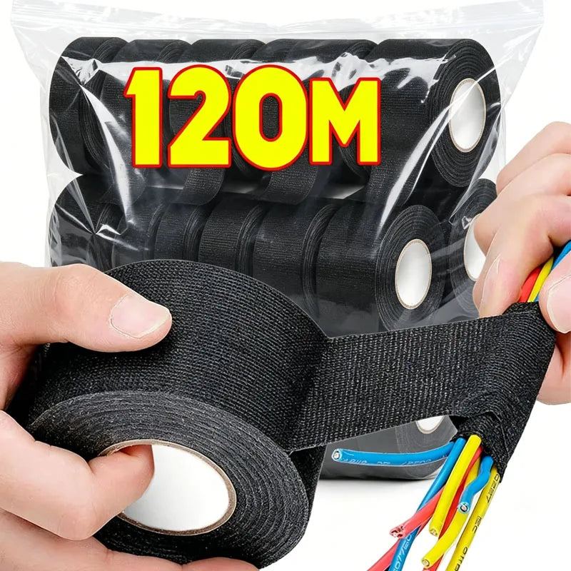 Black Electrical Fabric Tape – Heat Resistant Waterproof Wire Wrap Electrical Fabric Tape Babs