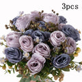 Silk Artificial Rose Bouquet – Wedding & Home Décor (3/6 pcs) Artificial Flower Bouquet Babs PURPLE 3 pcs