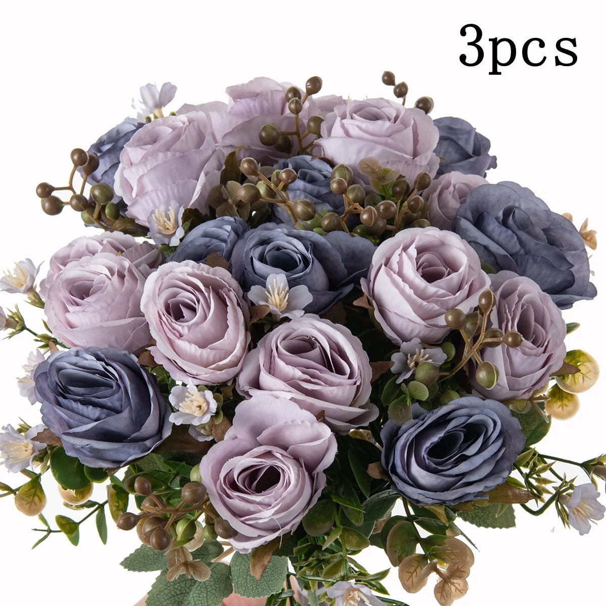 Silk Artificial Rose Bouquet – Wedding & Home Décor (3/6 pcs) Artificial Flower Bouquet Babs PURPLE 3 pcs
