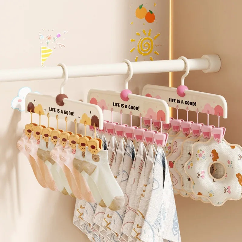 Cartoon Bear Multi-Clip Drying Hanger for Socks & Baby Clothes Laundry Drying Hanger Babs