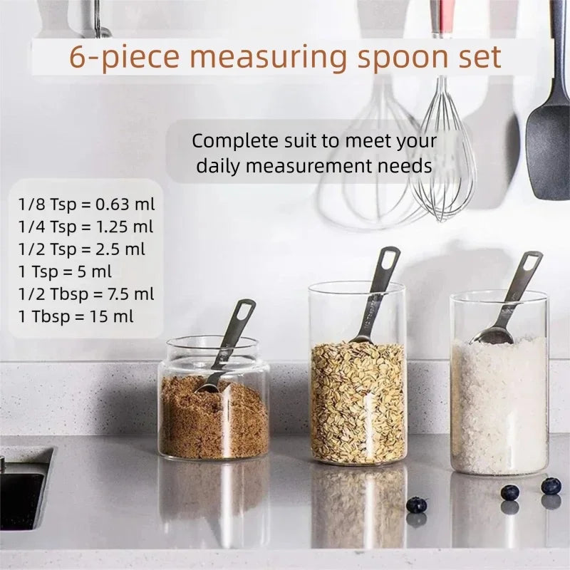 6-Piece Stainless Steel Measuring Spoons Set for Baking Measuring Spoons Set Babs
