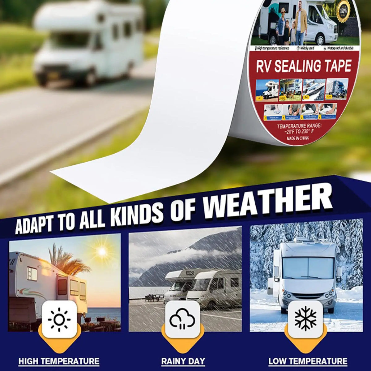RV Roof Repair Tape – Waterproof UV-Resistant Seam Seal 5x500cm RV Roof Seam Tape Babs