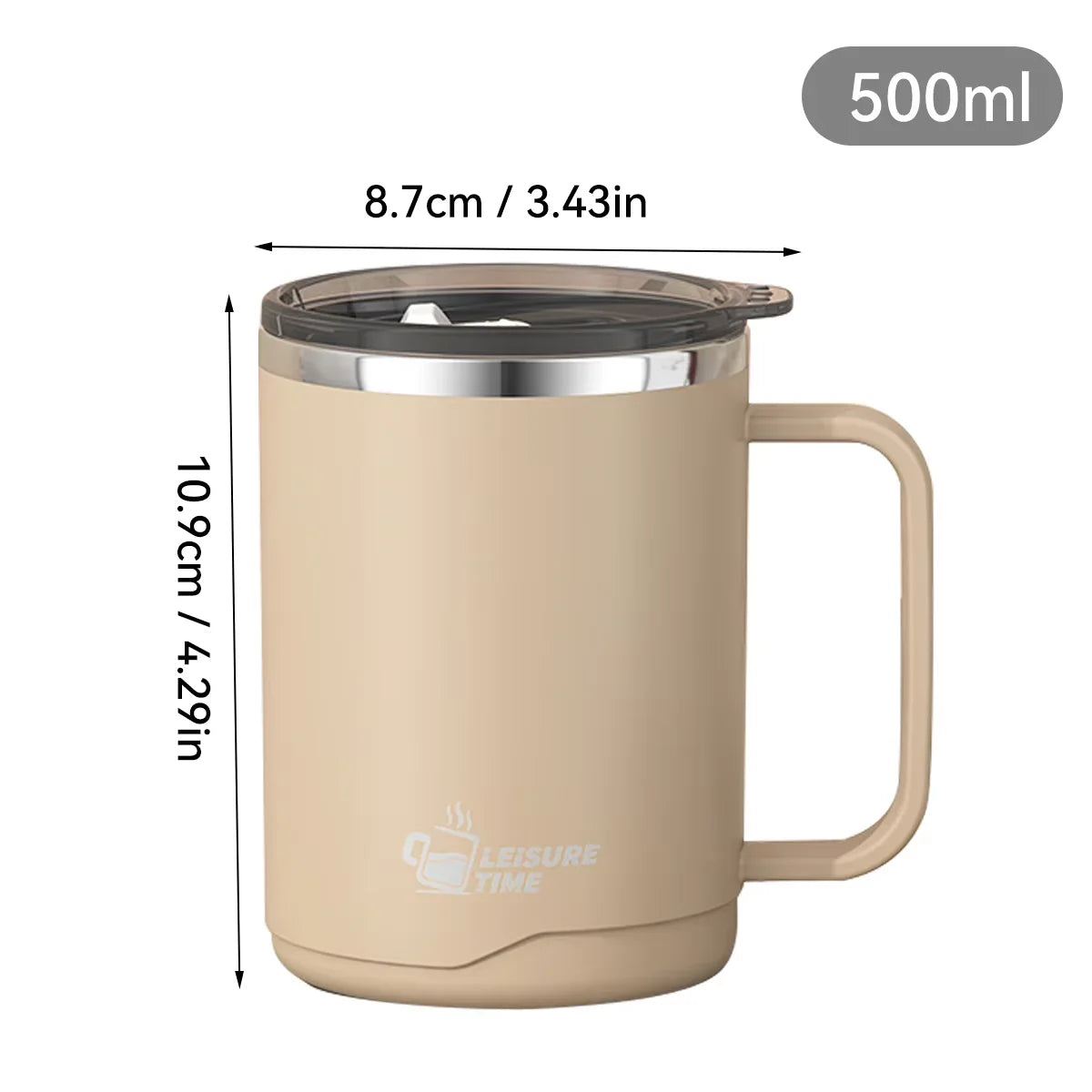Insulated 304 Stainless Steel Travel Coffee Mug with Handle Insulated Travel Mug Babs Khaki 401-500ml