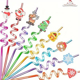 8-Pack Reusable Christmas Party Straws – Holiday Drink Decor Holiday Party Straws Babs A 8pcs