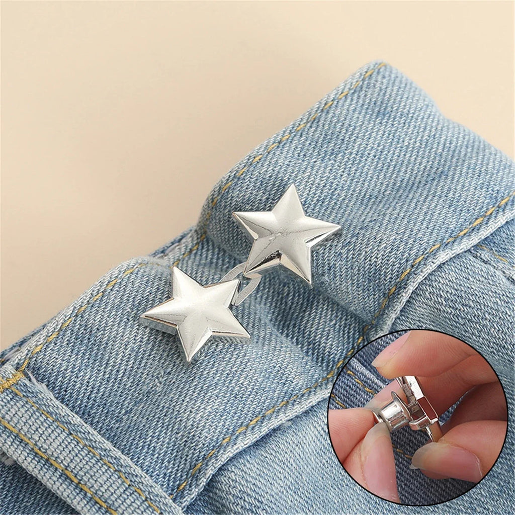 Adjustable Jeans Button Clips – No-Sew Waist Tightener Clothing Button Adjuster Babs
