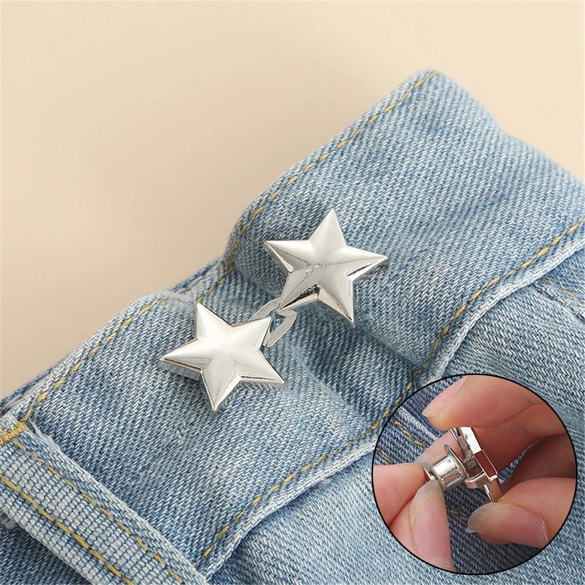 Adjustable Jeans Button Clips – No-Sew Waist Tightener Clothing Button Adjuster Babs