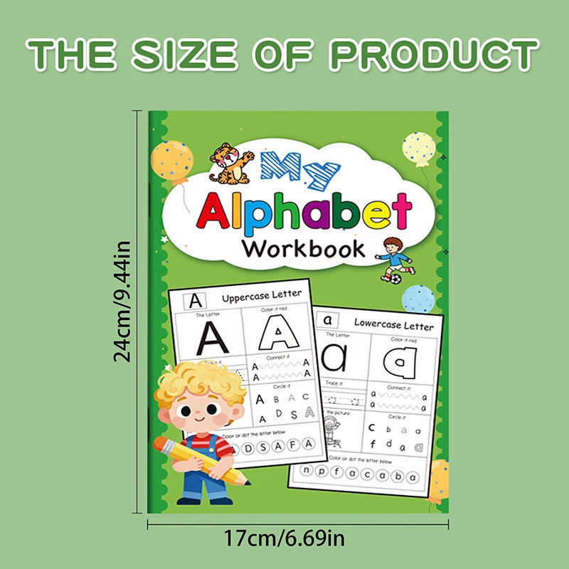 48-Page A-Z Alphabet Exercise Book – Writing & Coloring Kids Activity Workbook Babs Multicolor