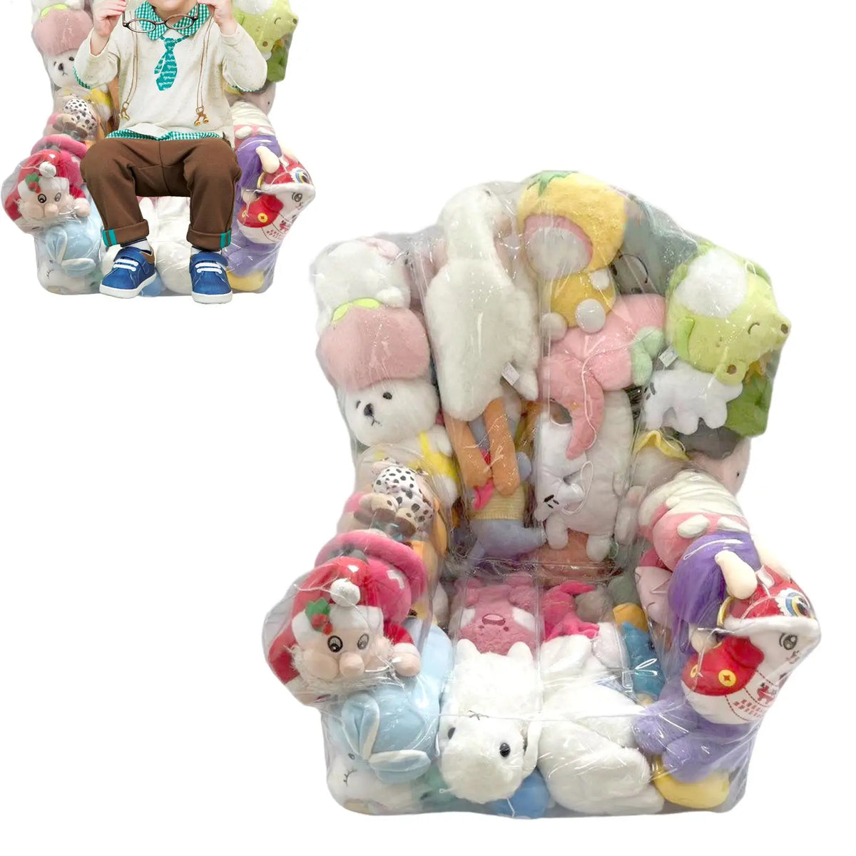Clear Bean Bag Stuffed Animal Storage Chair for Kids Toy Storage Chair Babs