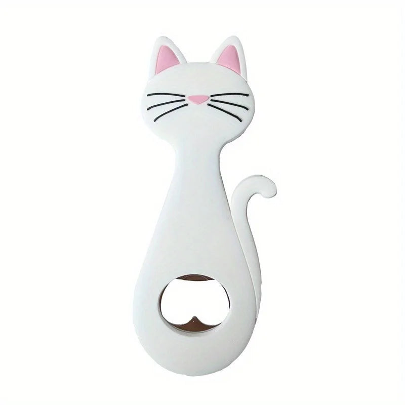Magnetic Cat Fridge Bottle Opener – Cartoon Fridge Magnet Magnetic Bottle Opener Babs white