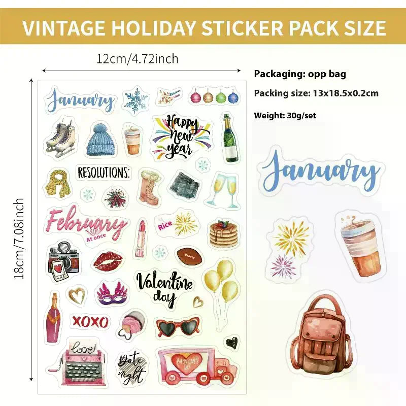 210pcs Cartoon Festive Planning Stickers for Journals & Notebooks Journaling Stickers Babs