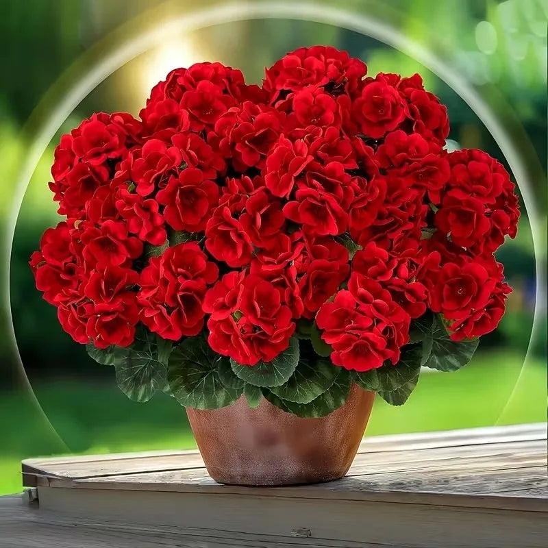 Silk Begonia Geranium Artificial Flower Arrangement – Home Decor Artificial Flower Arrangement Babs