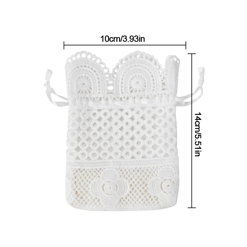 3pcs White Lace Drawstring Gift Bags | Wedding & Party Favors Lace Gift Bags Babs