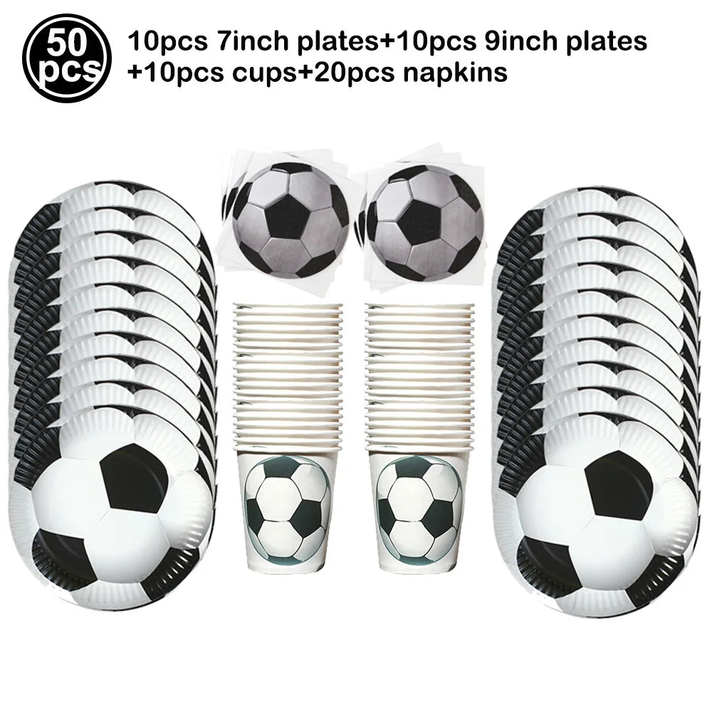 Boy's 8th Birthday Soccer Foil Balloons Party Set
