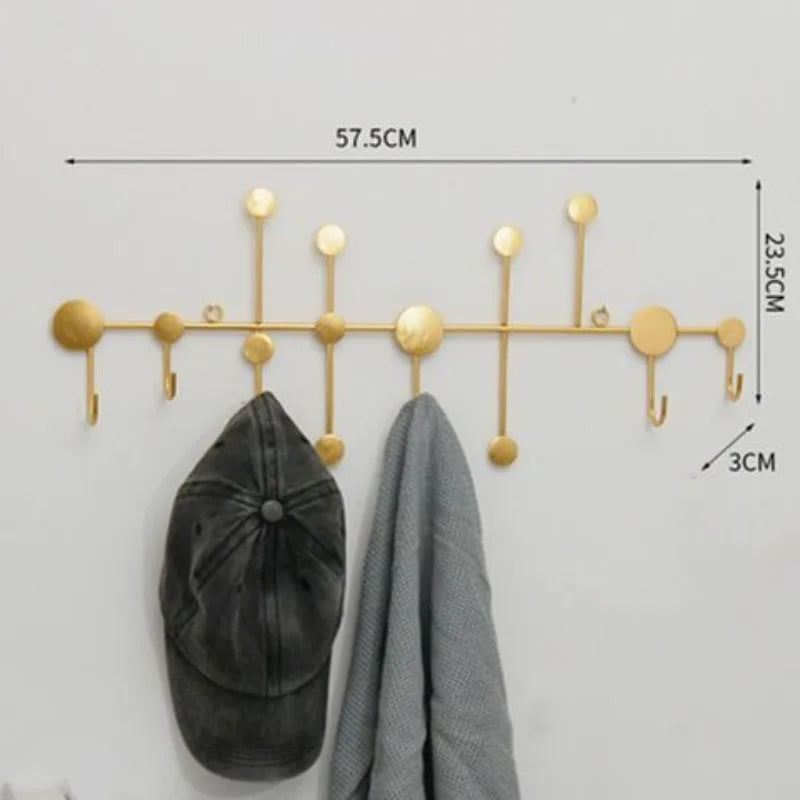 Wall Mounted Metal Coat Rack – 6-Hook Modern Minimalist Design Wall Mounted Coat Rack Babs Gold-6 Hooks