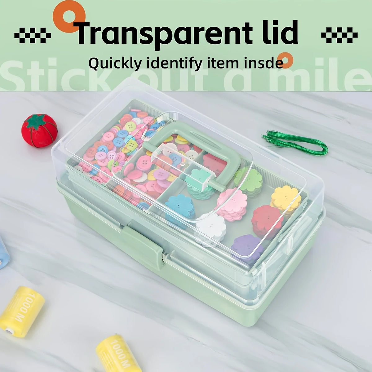 3-Layer Craft Organizer Box with Adjustable Dividers & Handle Craft Storage Organizer Babs