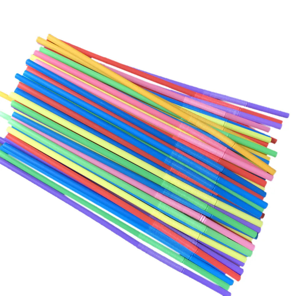 100-Pack Colorful Flexible Drinking Straws – Party & Bar Use Disposable Drinking Straws Babs 100pcs