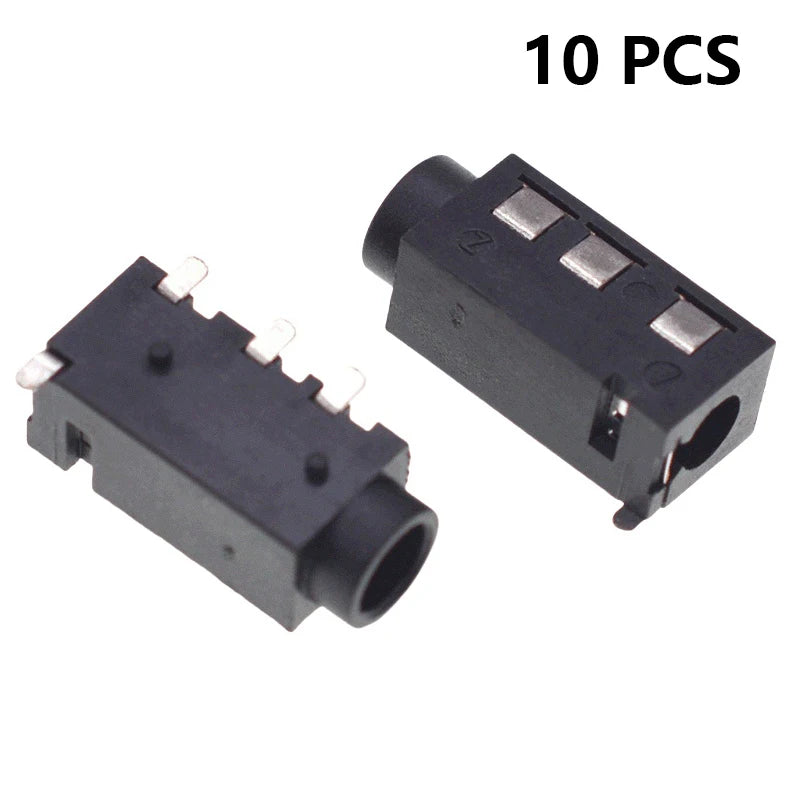 10Pcs TRRS 3.5mm Right Angle PCB Audio Jack – 4 Pole PJ320A PCB Audio Connector Babs onesize