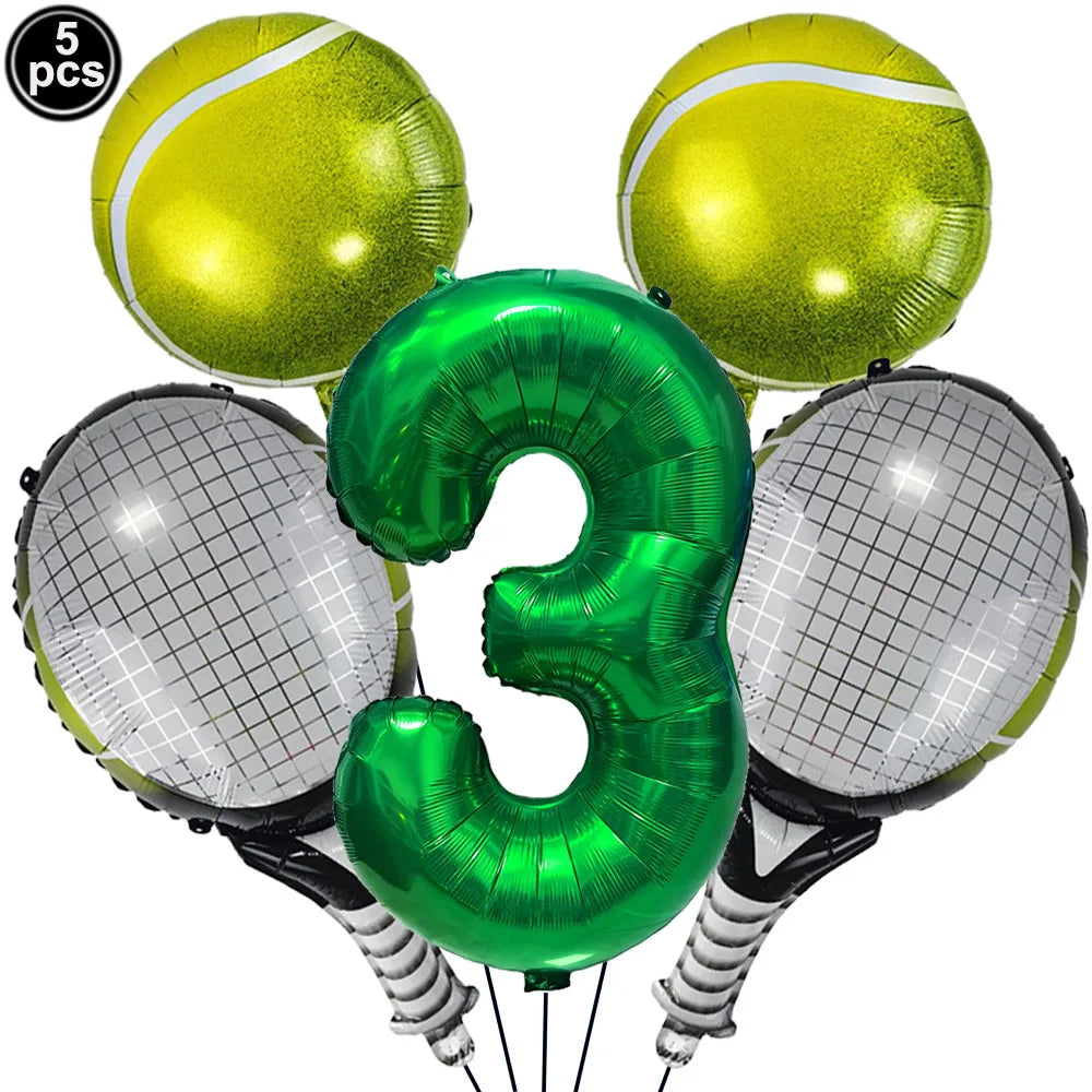 Tennis Party Balloon Kit – 18" Tennis & Racket Foil Balloons Party Balloon Kit Babs Number 3 As picture show