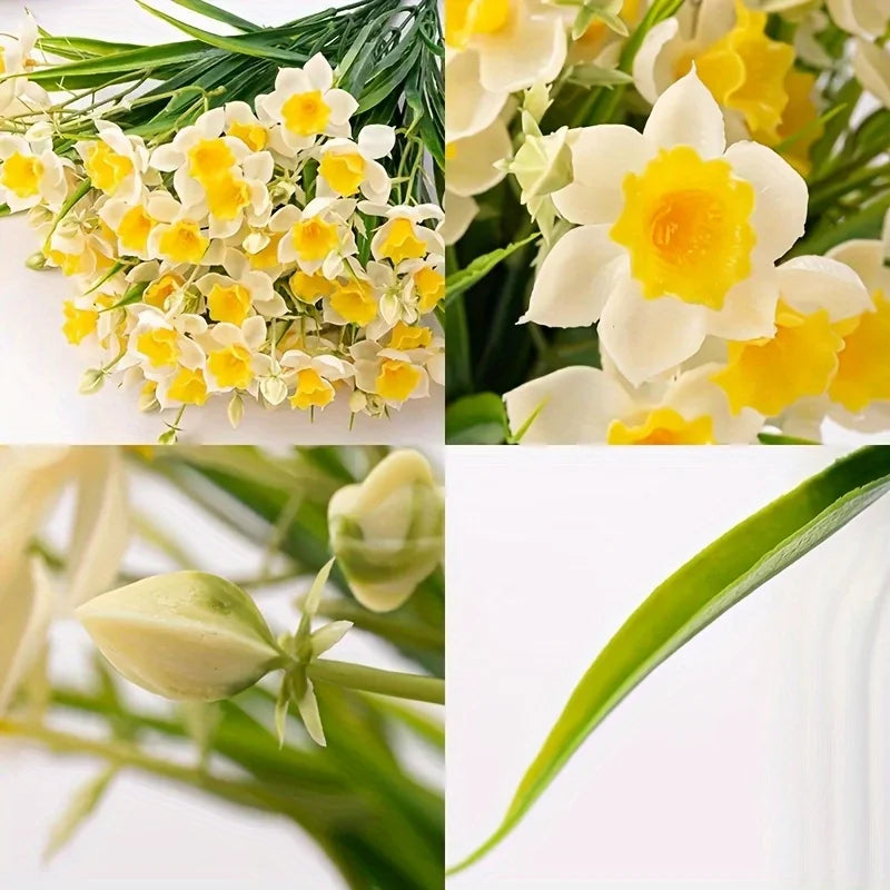 Faux Daffodil Narcissus Bouquet – White & Yellow Artificial Flowers Artificial Flower Bouquet Babs