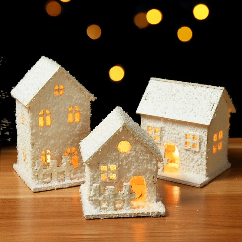 LED Wooden Christmas House Snowflake Cabin Ornament | Xmas Décor Christmas Cabin Ornament Babs