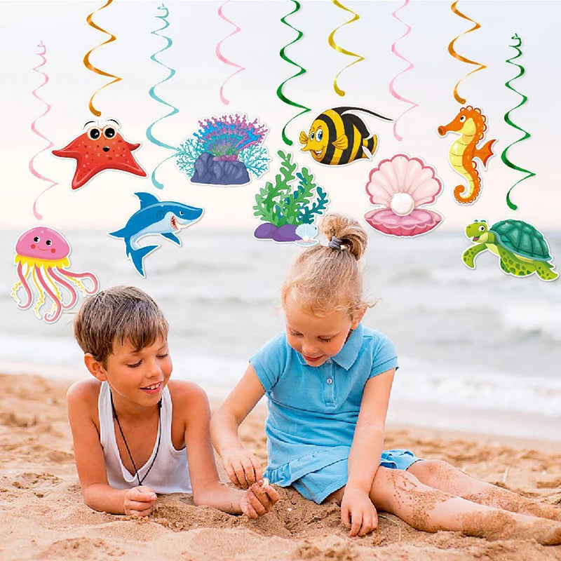 Under the Sea Hanging Spiral Party Decorations – Ocean Theme Party Hanging Decorations Babs