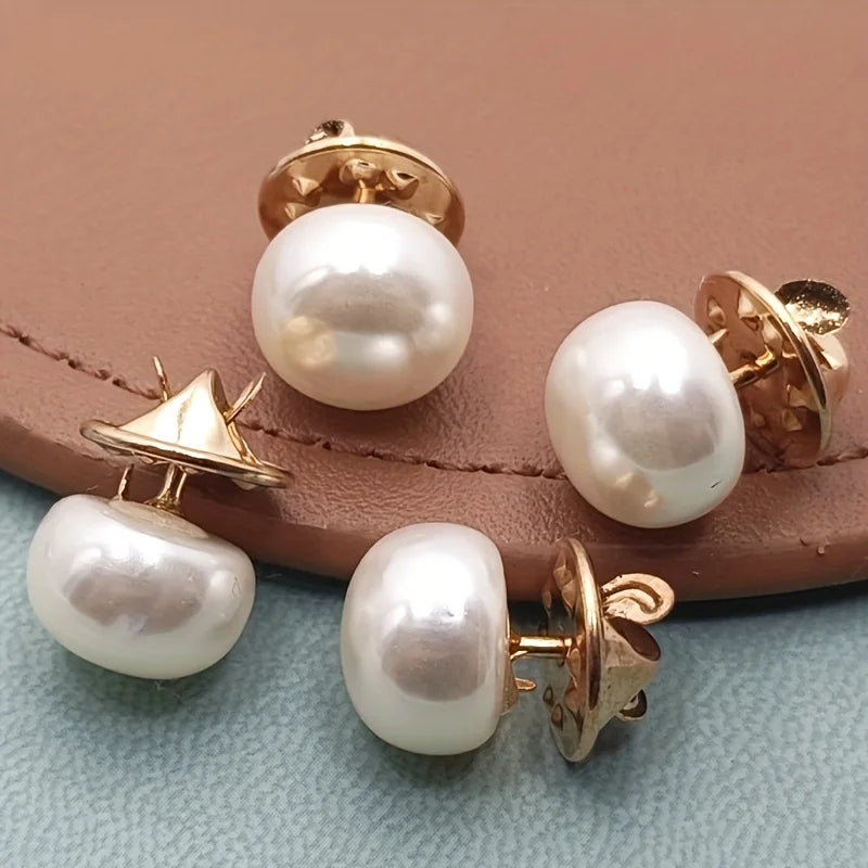 10pcs Pearl Butterfly No-Sew Anti-Glare Button Clips for Women Decorative Button Clips Babs