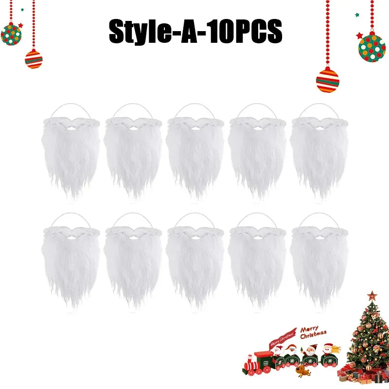 Realistic White Santa Fake Beard – Christmas Costume Prop Costume Accessory Babs A-10PCS