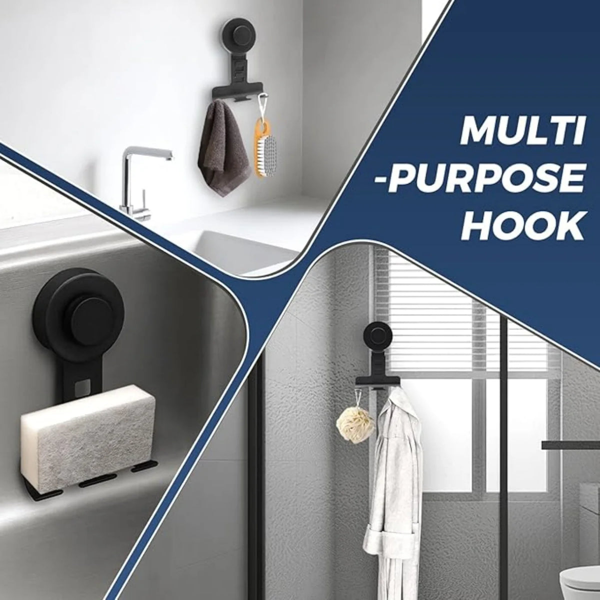 3-Hook Suction Cup Razor Holder – Stainless Steel Shower Hook Shower Razor Holder Babs