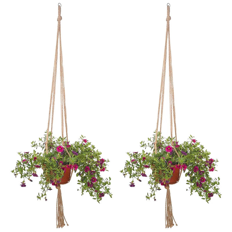 Macrame Hanging Plant Basket with Hook – Boho Planter Net Hanging Plant Basket Babs