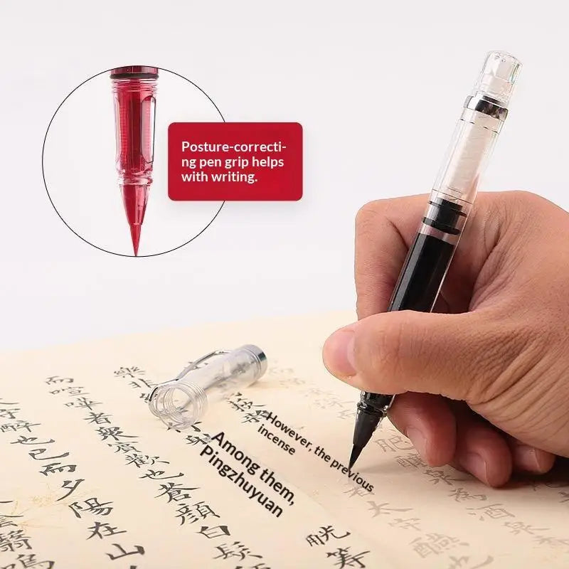 Refillable Piston Calligraphy Brush Pen – Nylon Tip, 8 Colors Calligraphy Brush Pen Babs