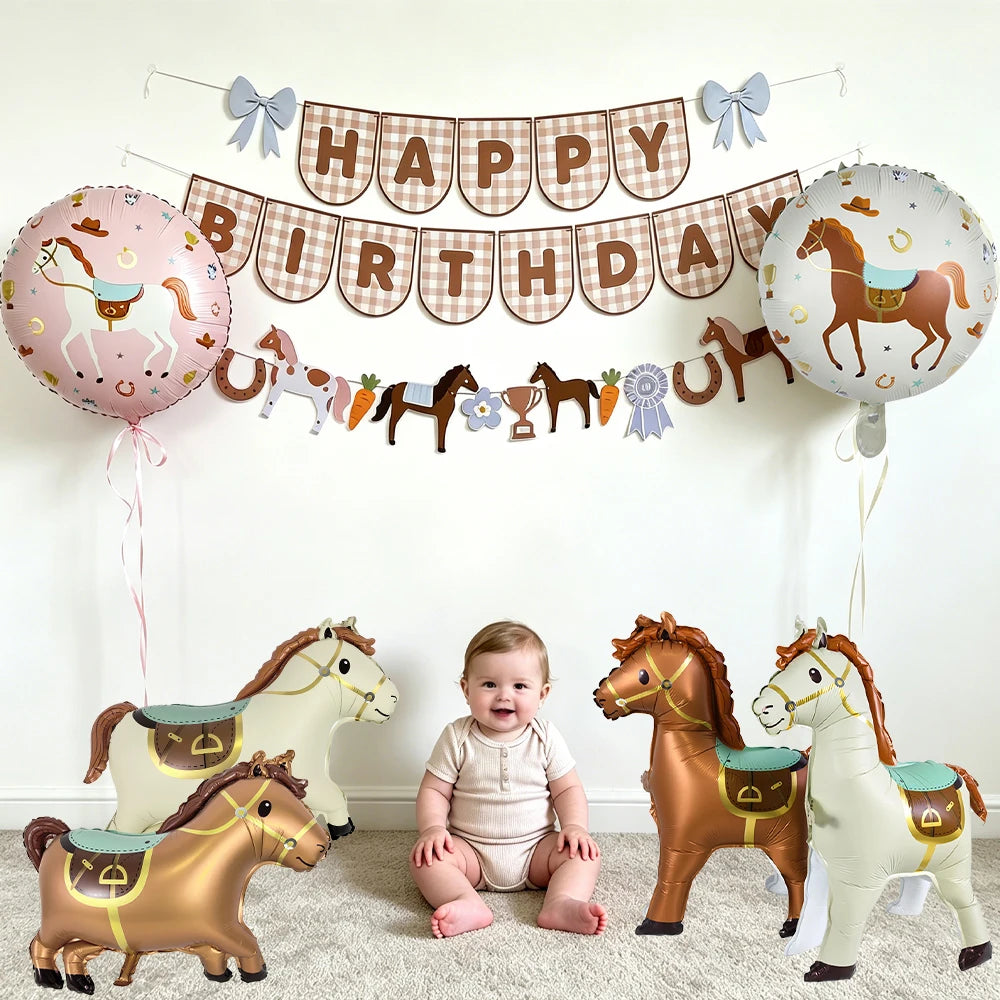 Boho Horse Birthday Party Banner & Foil Balloons Decor Set Party Decoration Set Babs