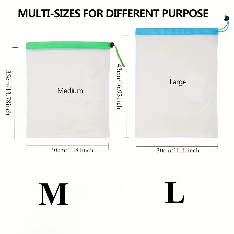 3-Pack Mesh Drawstring Storage Bags for Toys & Blocks Toy Storage Bags Babs