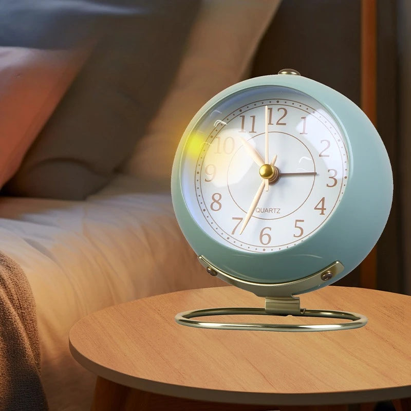 Luxury Silent Minimalist Alarm Clock – Retro Metal Bedside Clock Alarm Clock Babs